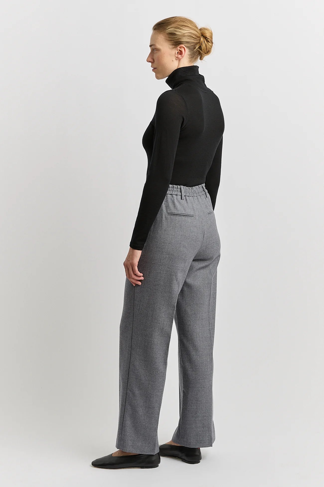 Turtle neck merino tee - Black