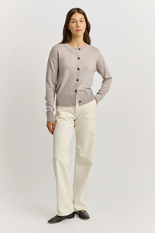 Fine knit cardigan - Oatmeal