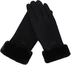 Vegan Suede Touchscreen Gloves- Black
