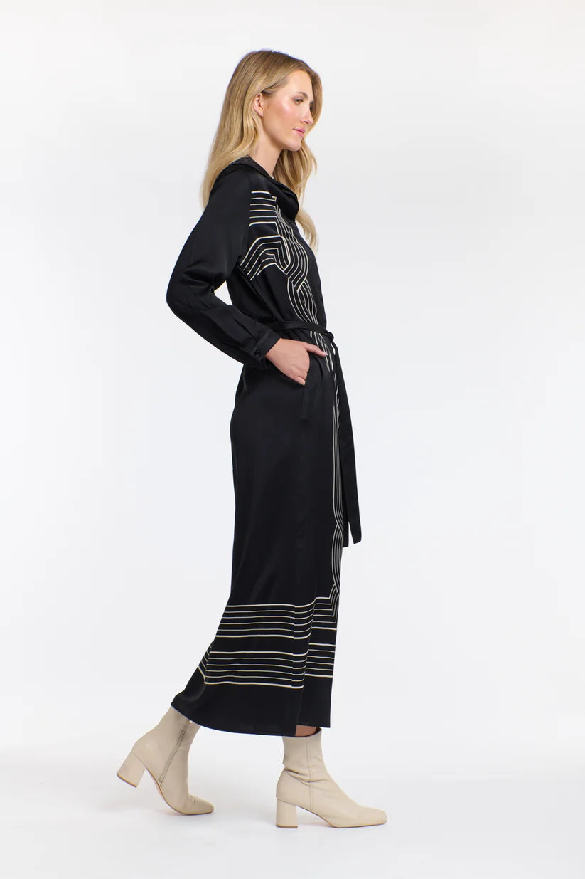 Lorena Print Dress - Black