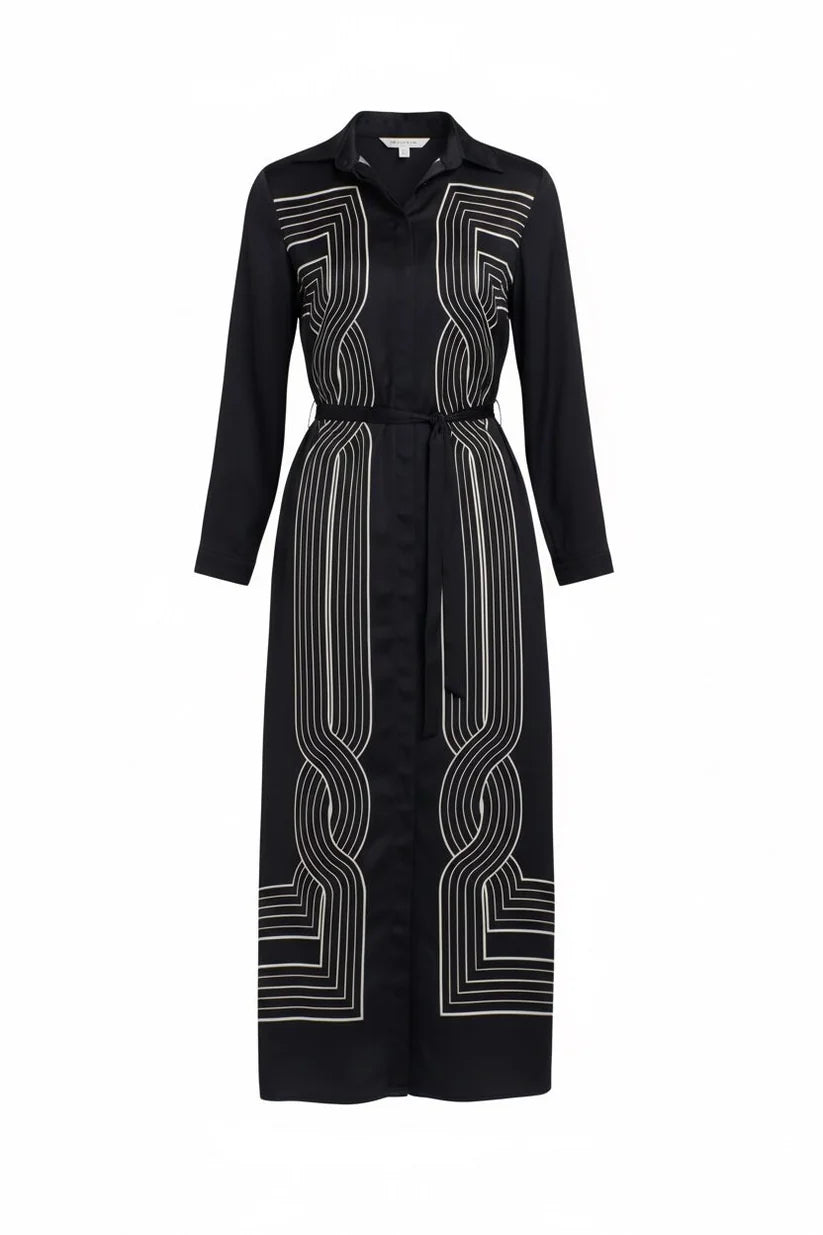 Lorena Print Dress - Black