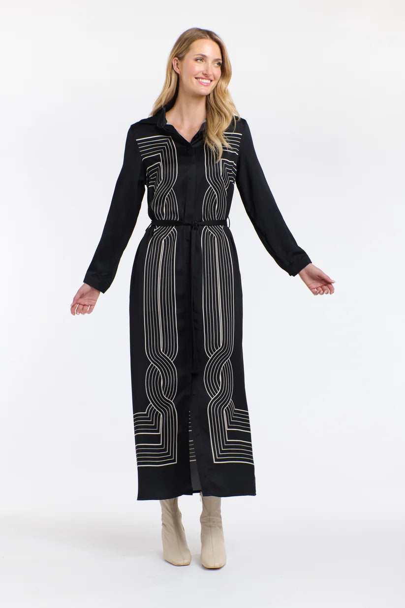 Lorena Print Dress - Black