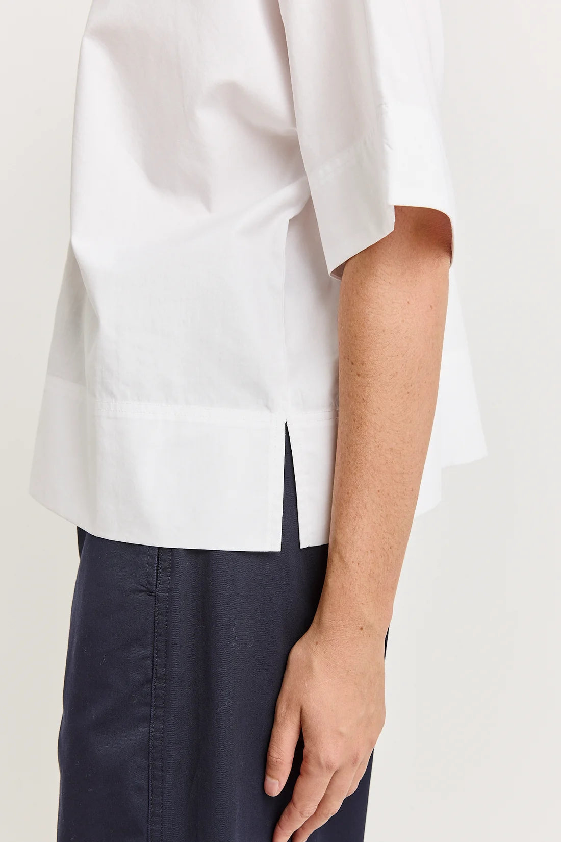 Poplin split neck top