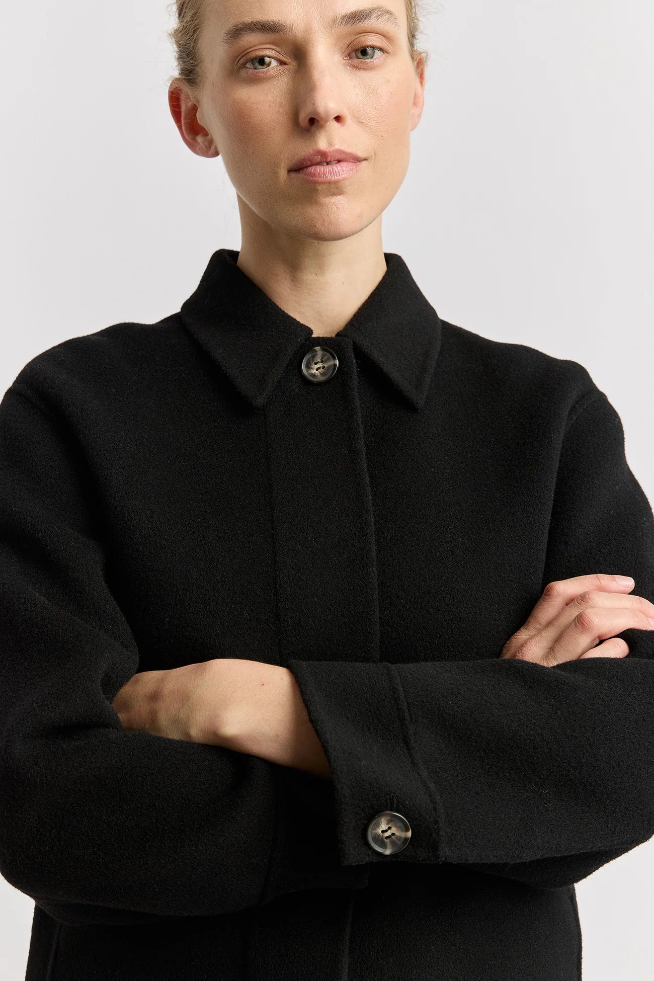 Button front wool jacket - Black