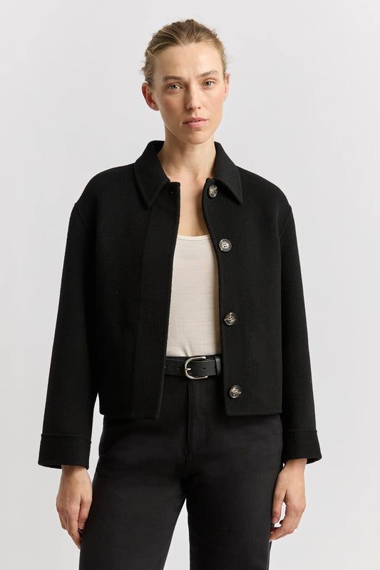 Button front wool jacket - Black