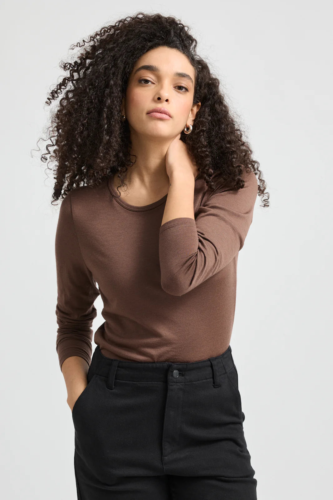 Crew merino top - Espresso