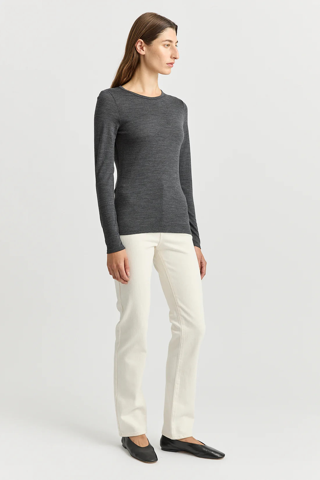 Crew merino top - Charcoal