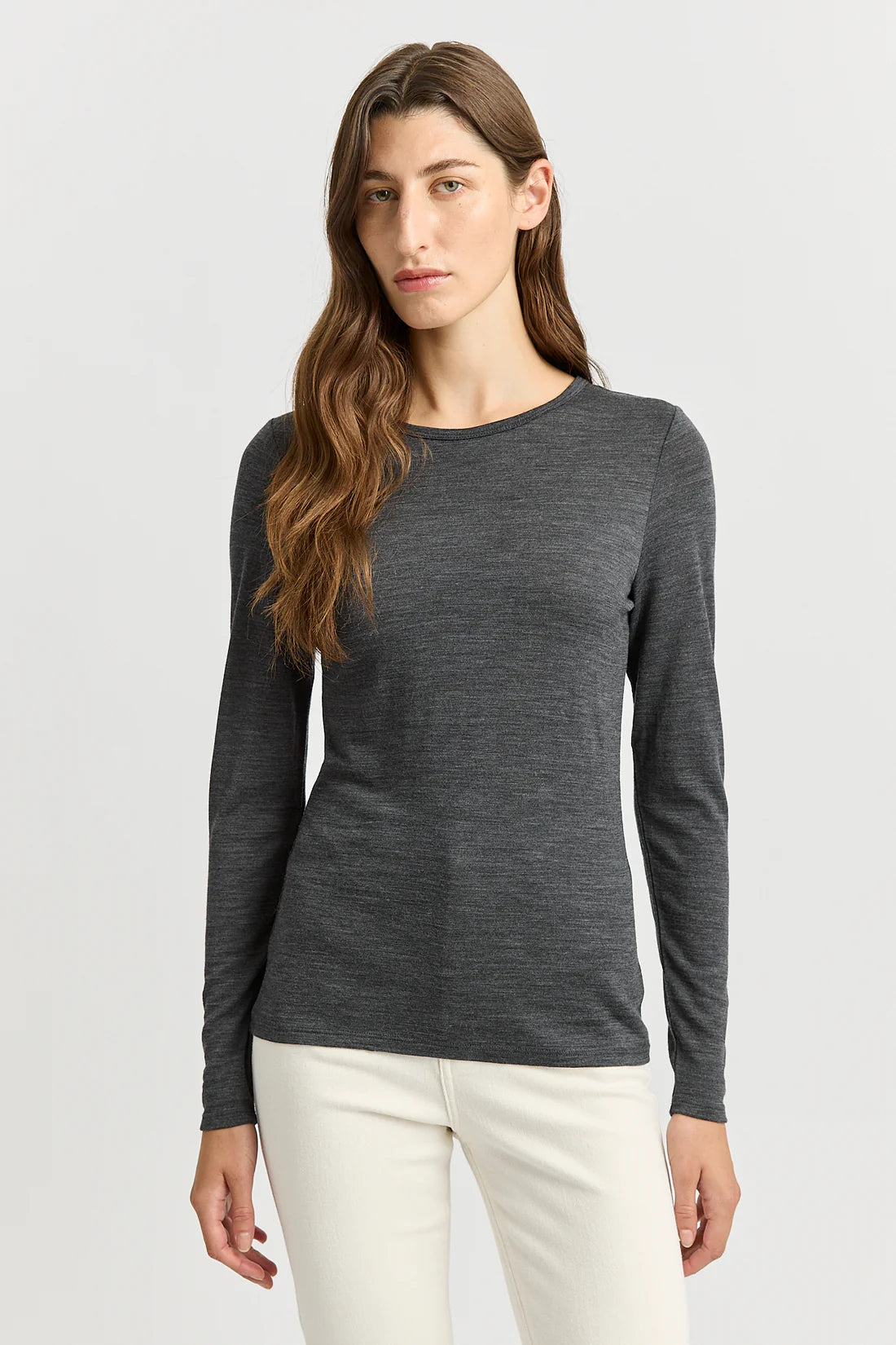 Crew merino top - Charcoal