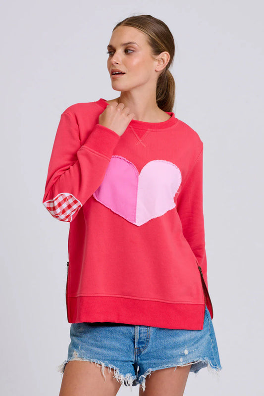 Classic Zipside Sweatshirt Heart - Nantucket Red Combo