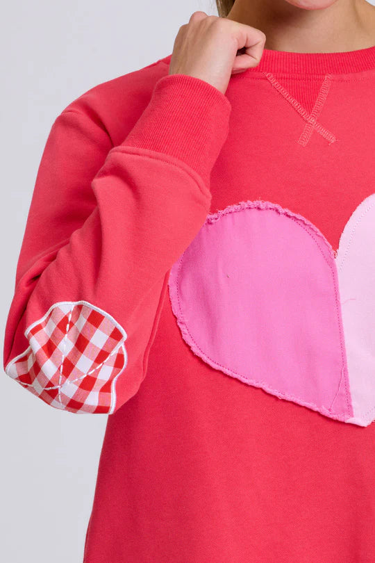 Classic Zipside Sweatshirt Heart - Nantucket Red Combo