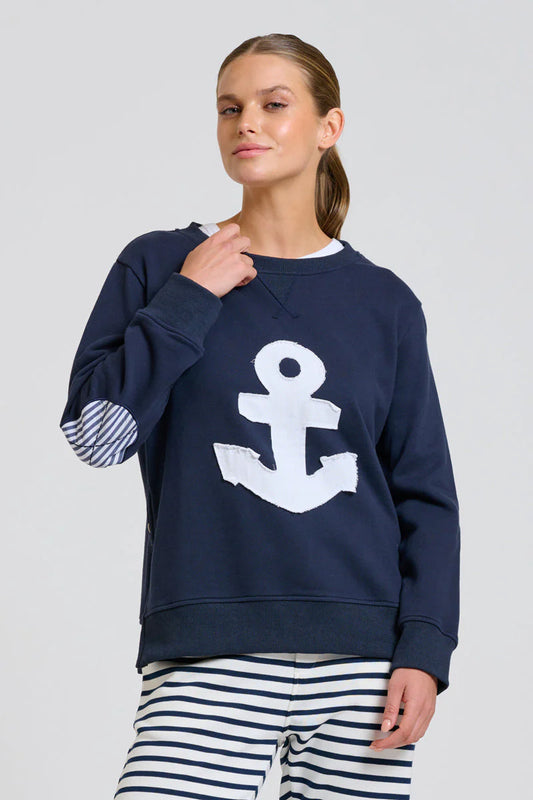 Classic Zipside Sweatshirt Nautical - Navy/White