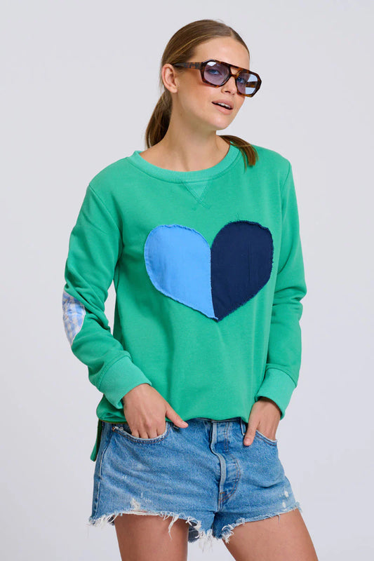 Classic Zipside Sweatshirt Heart - Pea Green Combo
