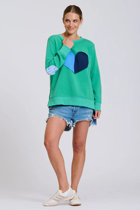 Classic Zipside Sweatshirt Heart - Pea Green Combo