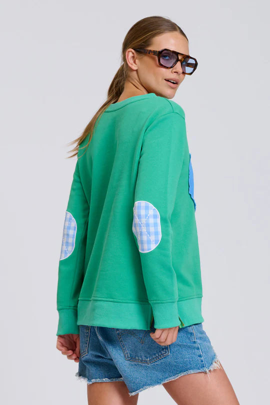 Classic Zipside Sweatshirt Heart - Pea Green Combo