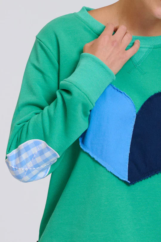 Classic Zipside Sweatshirt Heart - Pea Green Combo