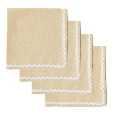 Cotton Napkins 40cm Butter/Ivory - Set of Four