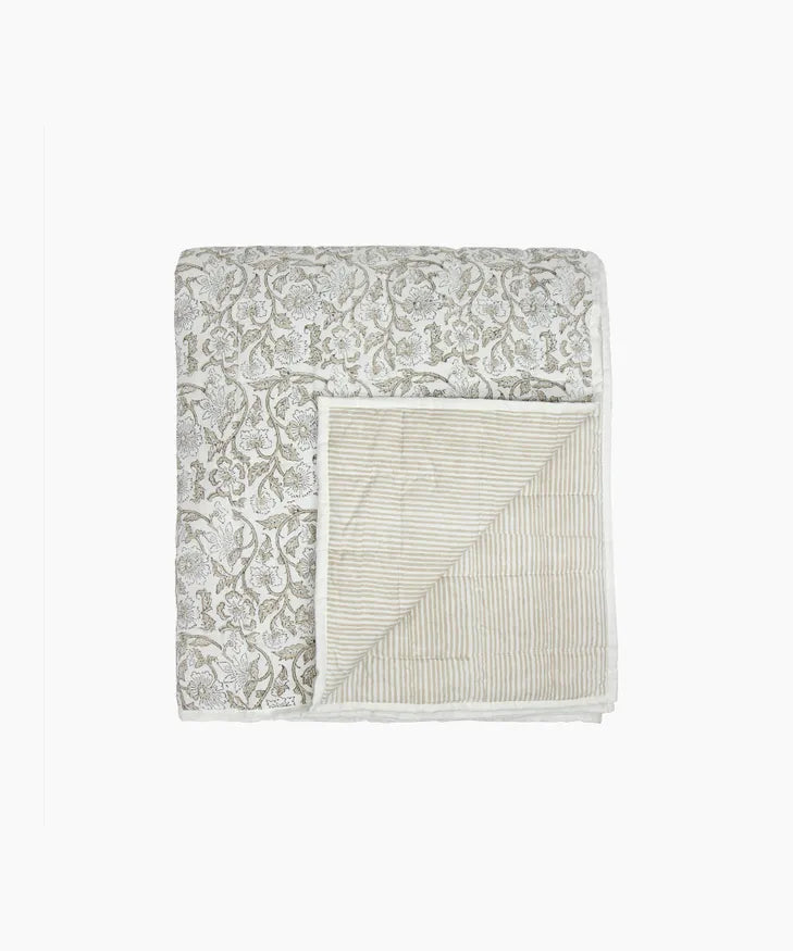 Athena Handblock Natural Coverlet