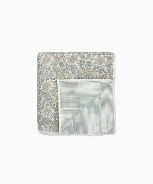 Athena Hand block Blue/Natural Coverlet