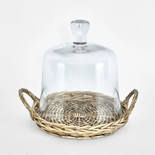 Willow Tray With  Glass Cover