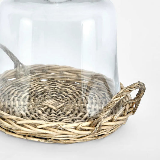 Willow Tray With  Glass Cover