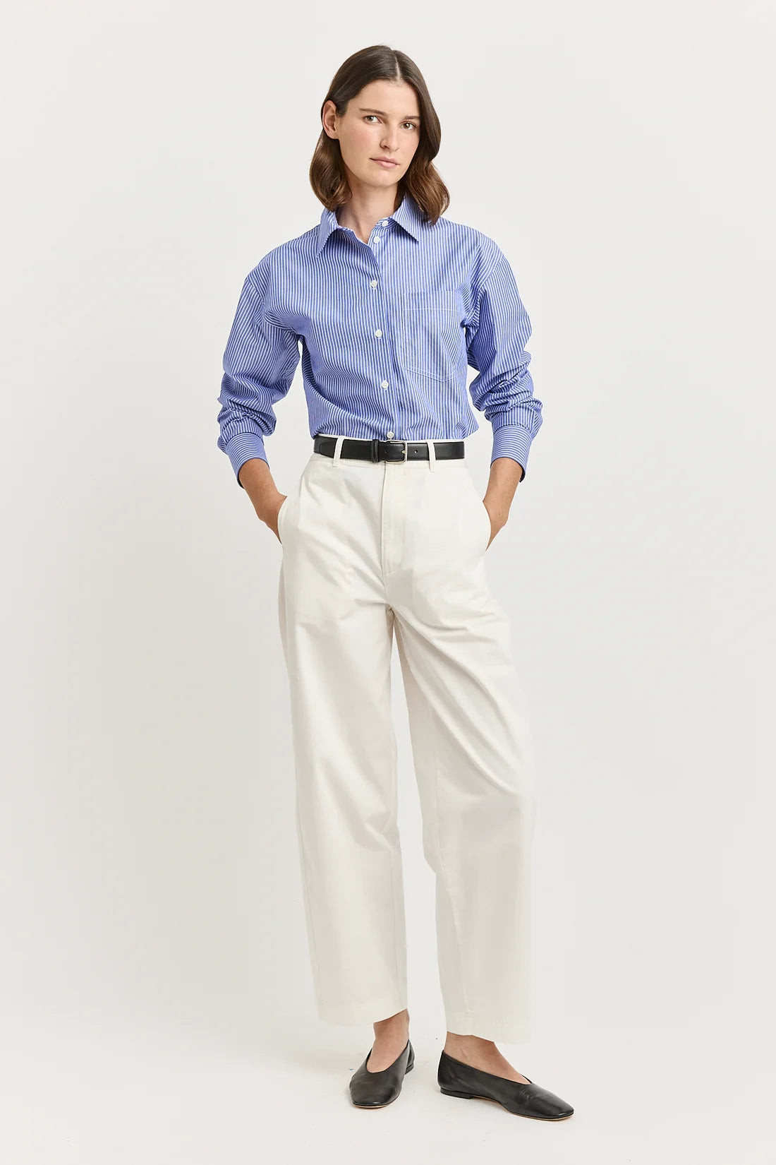 Relaxed cotton shirt - Blue stripe