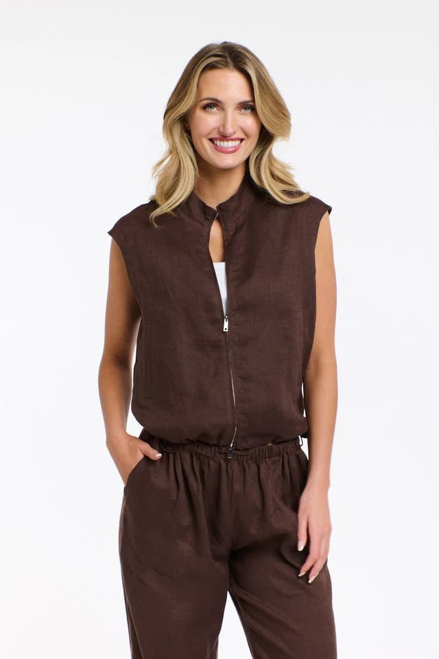 MARA LINEN ZIP TOP