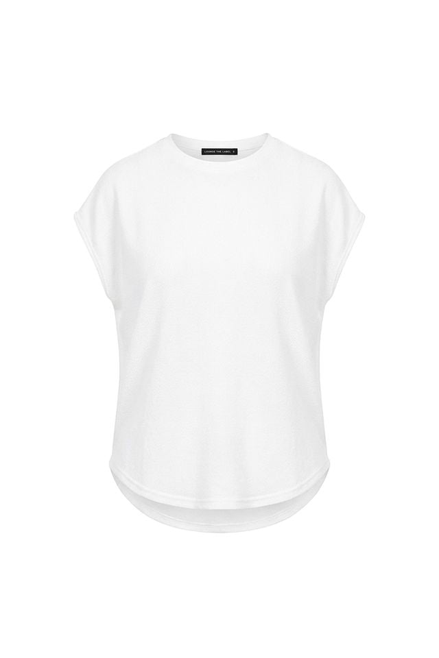 Crepe Knit Cap Sleeve Tunic Obidos - White