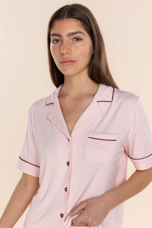 Jenna Bamboo Long PJ Set - Pink