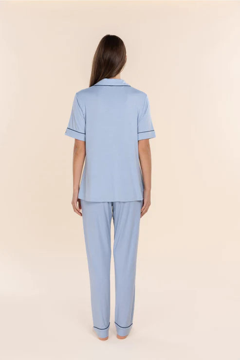 Jenna Bamboo Long PJ Set - Blue