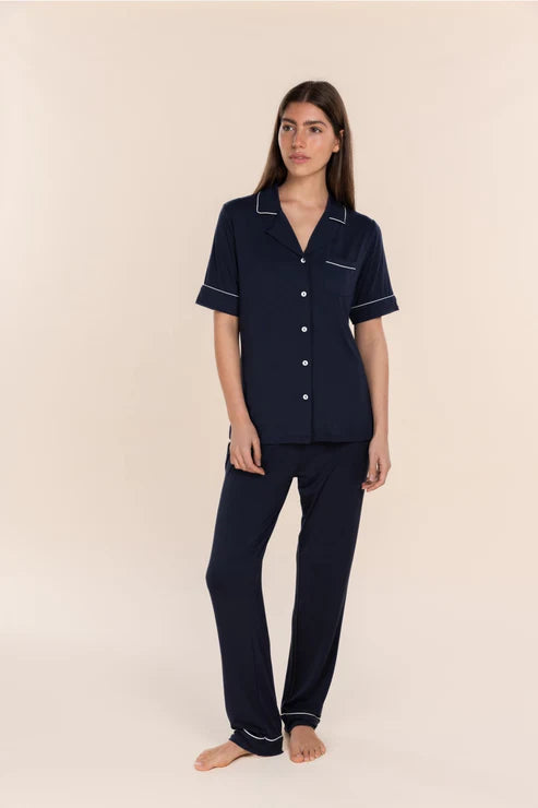 Jenna Bamboo Long PJ Set - Navy