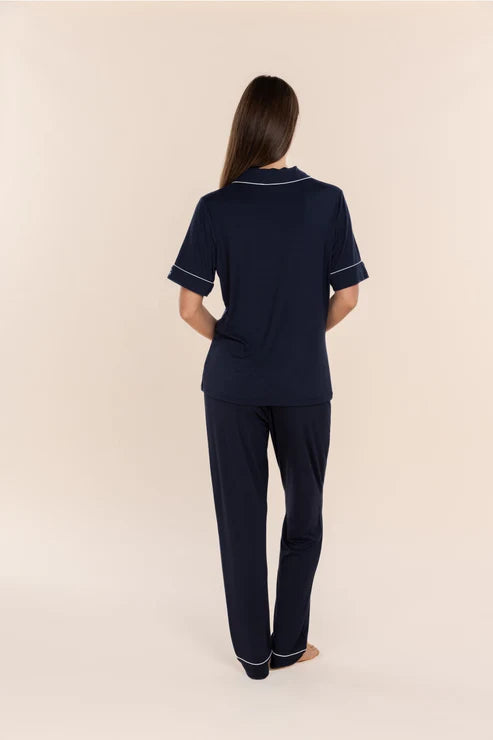 Jenna Bamboo Long PJ Set - Navy