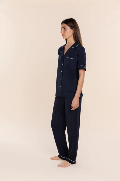 Jenna Bamboo Long PJ Set - Navy