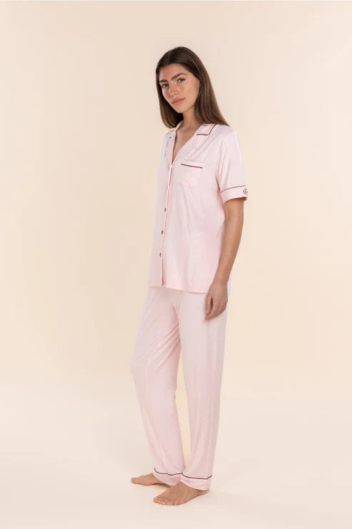 Jenna Bamboo Long PJ Set - Pink