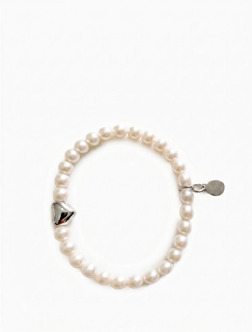 Lucienne Heart and Pearl Bracelet Small Silver