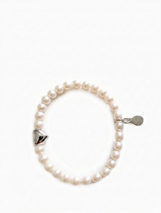 Lucienne Heart and Pearl Bracelet Small Silver