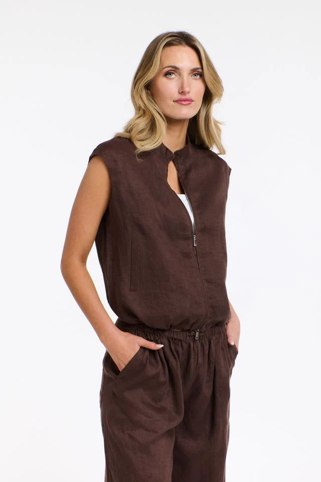MARA LINEN ZIP TOP