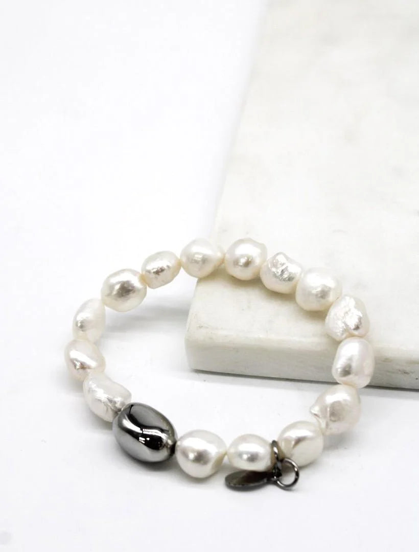 Lucienne Pearl Bracelet Silver Bean