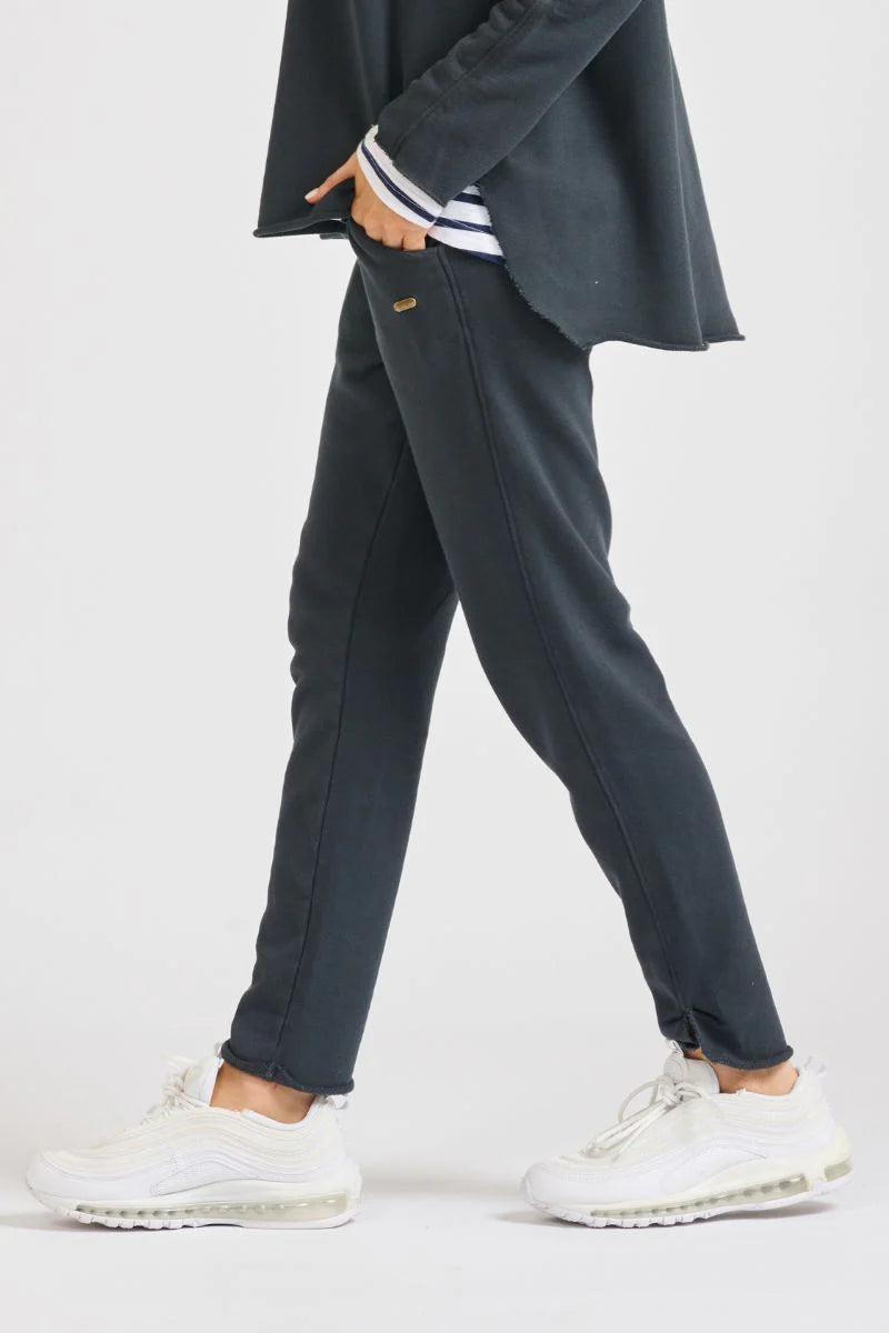 Raw Cotton Track Pant - Black