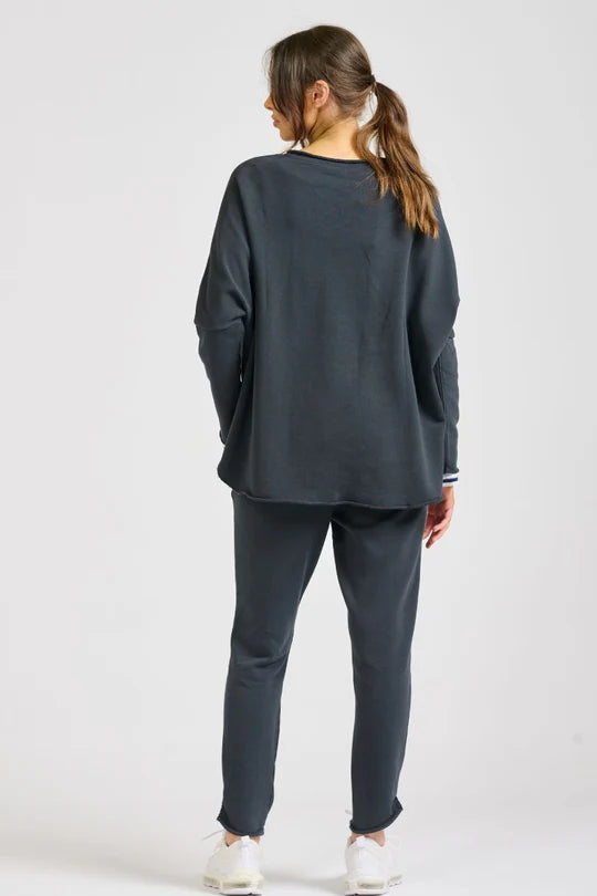 Raw Cotton Track Pant - Black