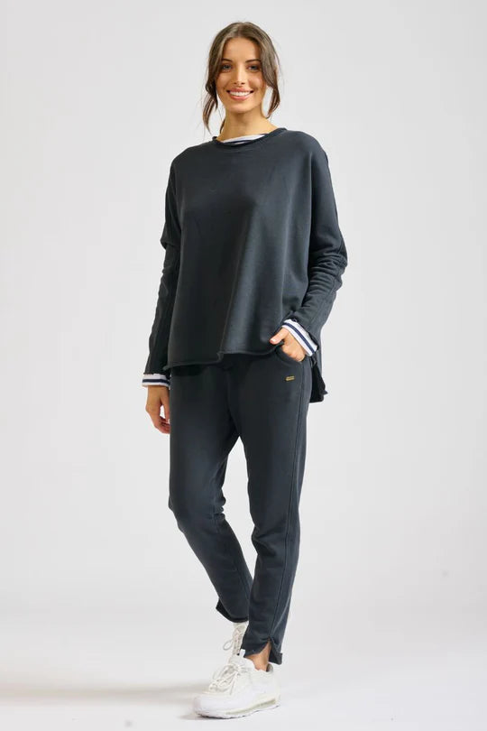 Raw Cotton Track Pant - Black