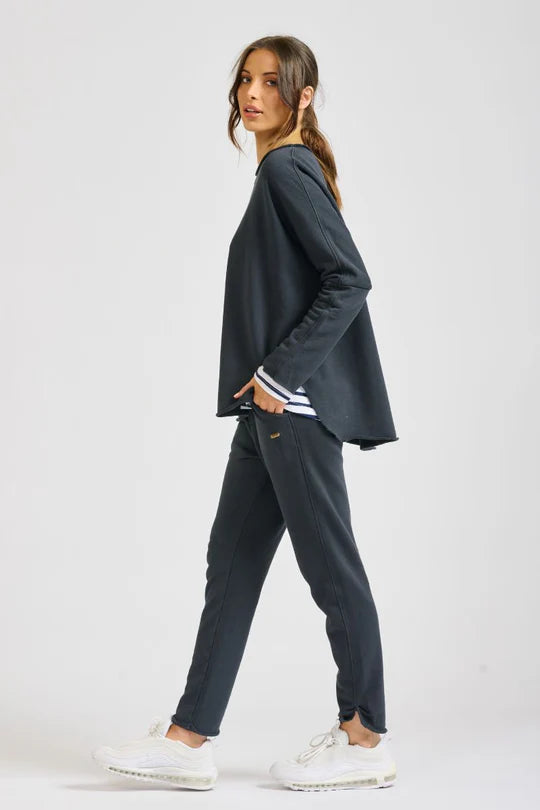 Raw Cotton Track Pant - Black