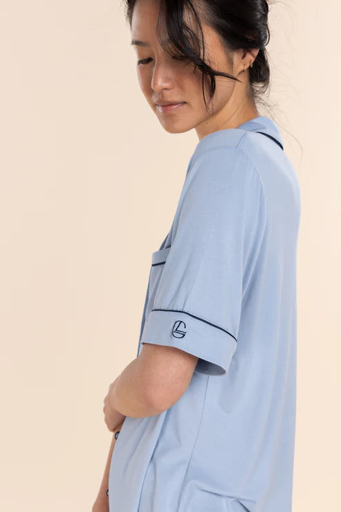 Jenna Bamboo Long PJ Set - Blue