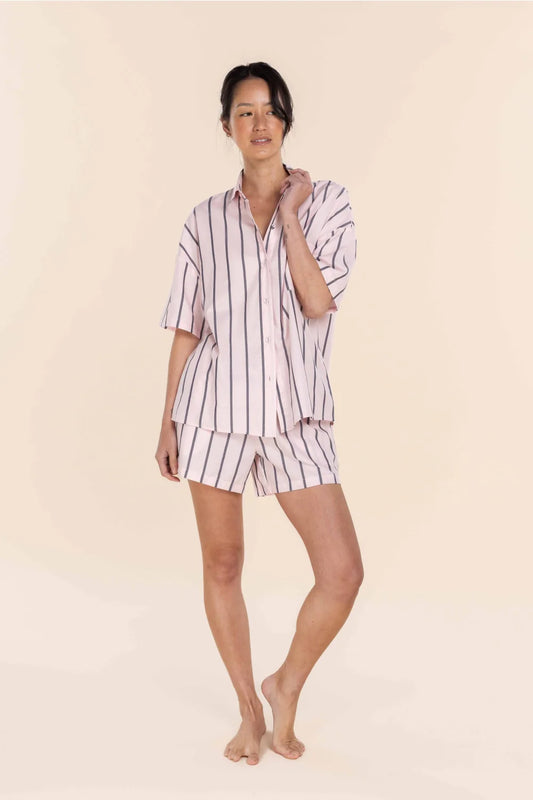 Sasha Striped Boyfriend Short PJ Set