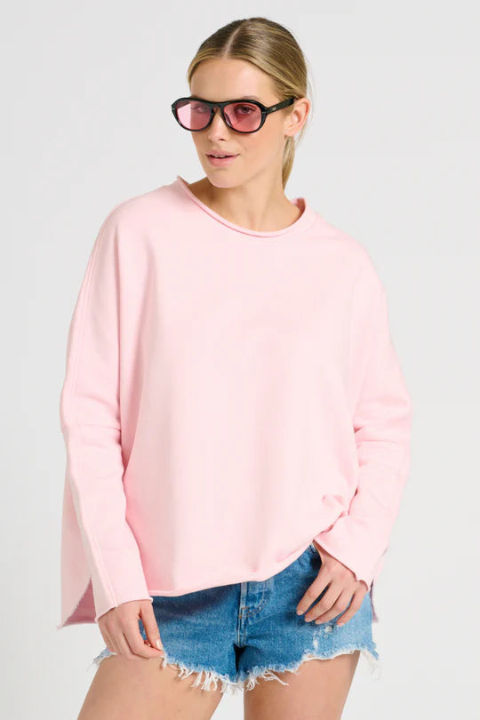 Raw Long Sleeve High-Low Sweatshirt -