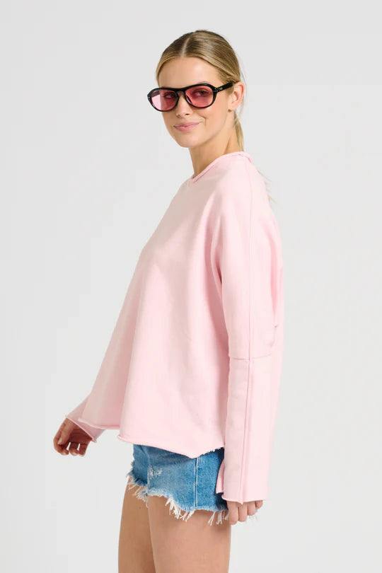 Raw Long Sleeve High-Low Sweatshirt -