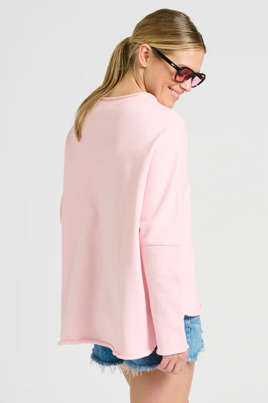 Raw Long Sleeve High-Low Sweatshirt -