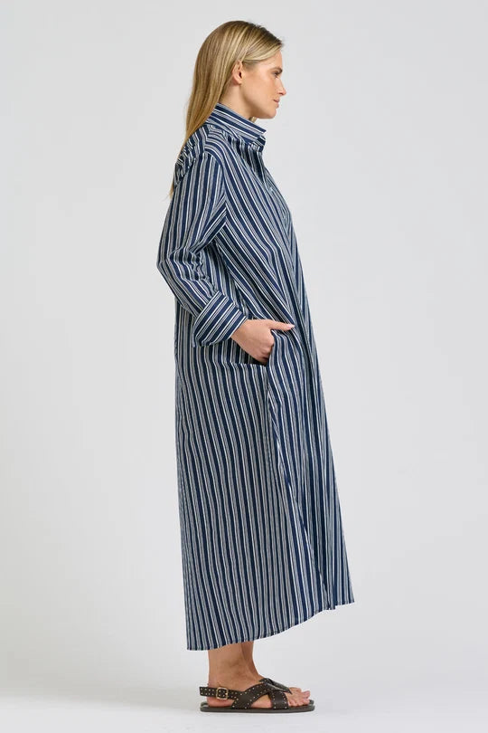 Amelie Longline Shirtdress - Bold Navy Stripe