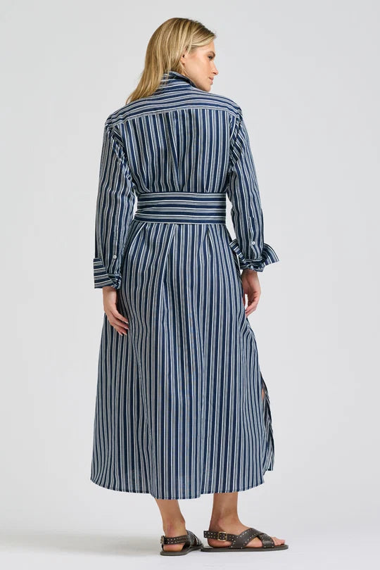 Amelie Longline Shirtdress - Bold Navy Stripe
