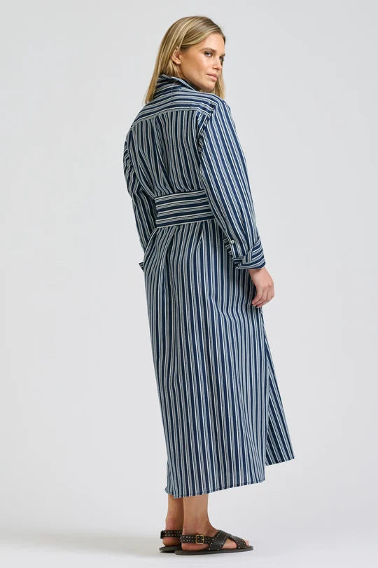 Amelie Longline Shirtdress - Bold Navy Stripe