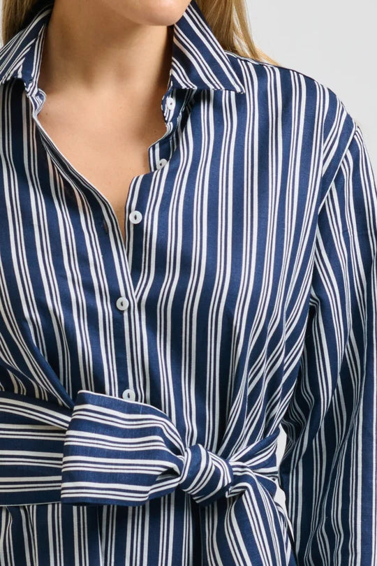 Amelie Longline Shirtdress - Bold Navy Stripe
